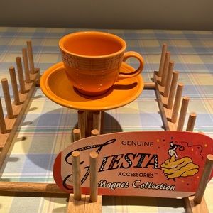 Fiestaware tangerine cup and saucer. Color discontinued in 2017. Perfect